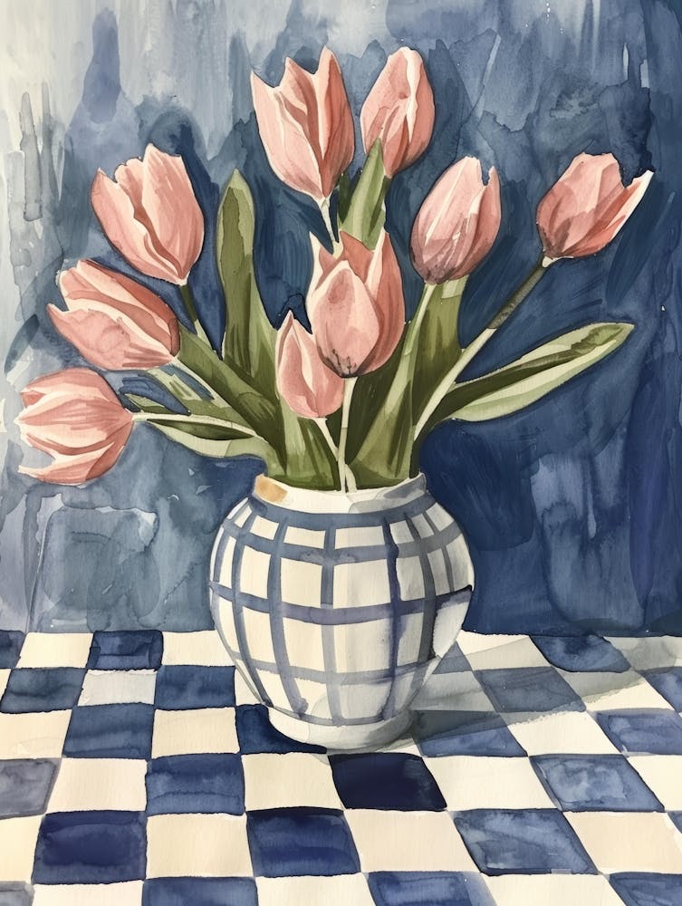 Pink Tulips In A Vase 1