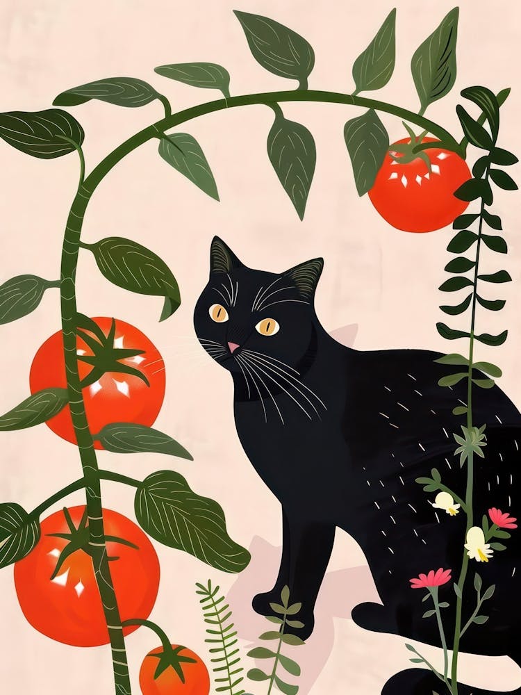 Cat And Tomatoes 2