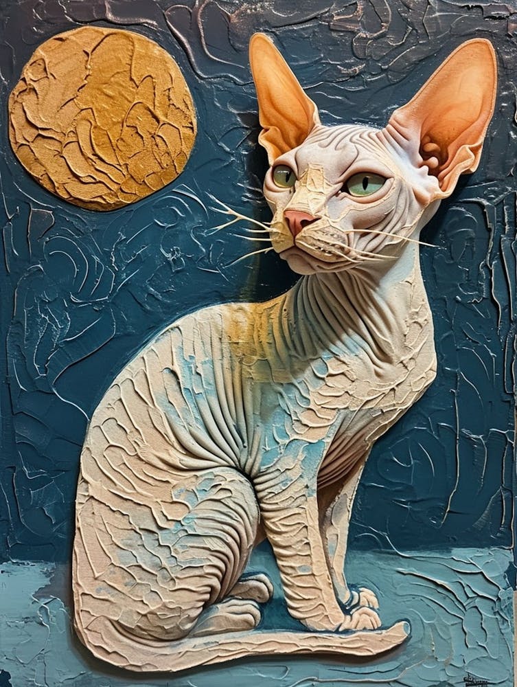 Sphynx Cat Relief Illustration 4
