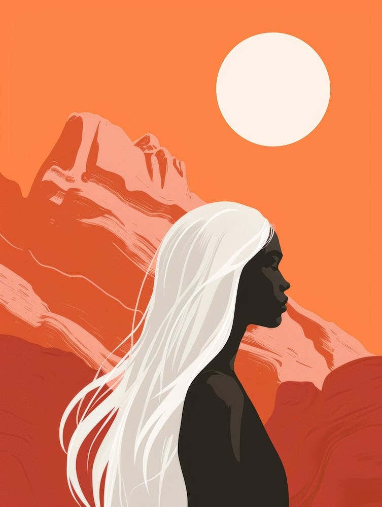 Silhouette Of A Woman In The Desert