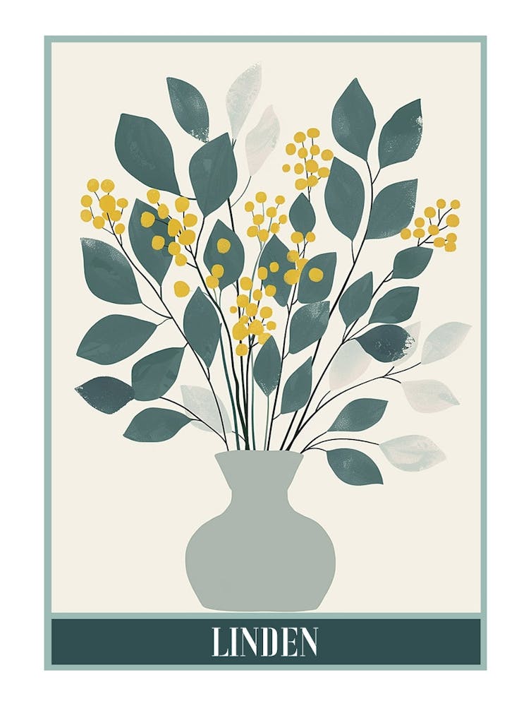 Linden Tree Flat Illustration 4 Poster
