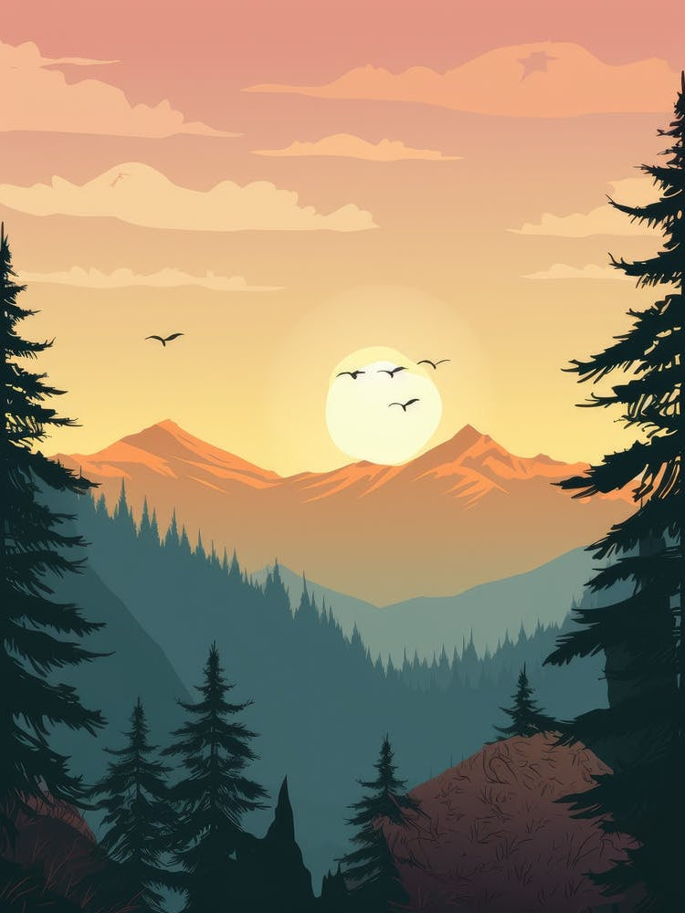 Sunset Over The Mountains 1