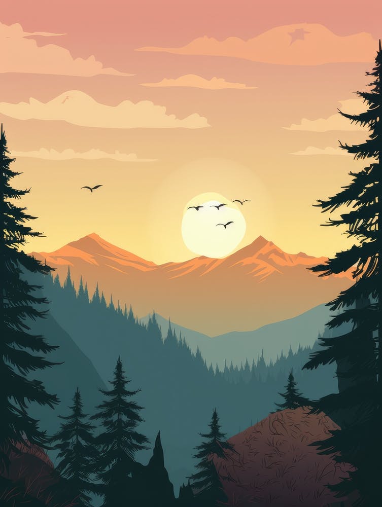 Sunset Over The Mountains 1