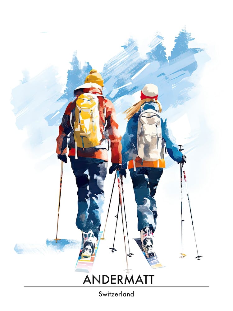 Andermatt   Switzerland Ski Resort Poster Illustration 1