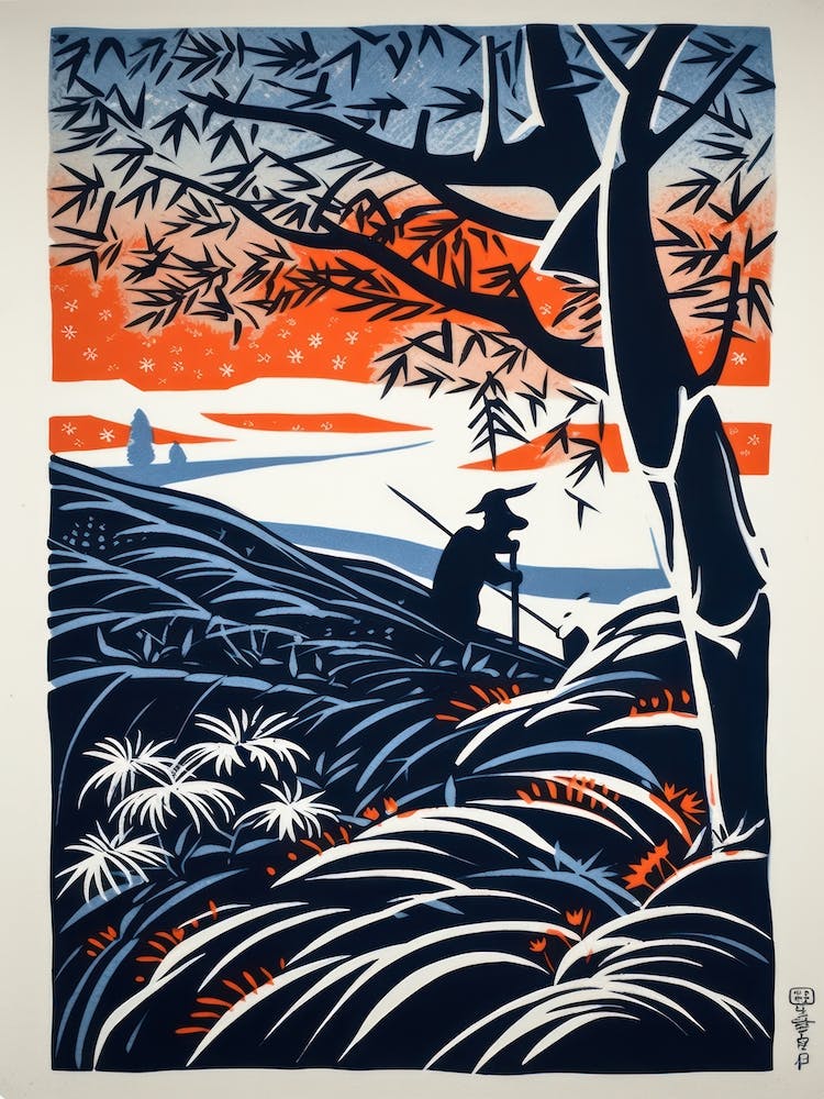 Japan Linocut Illustration Style 1
