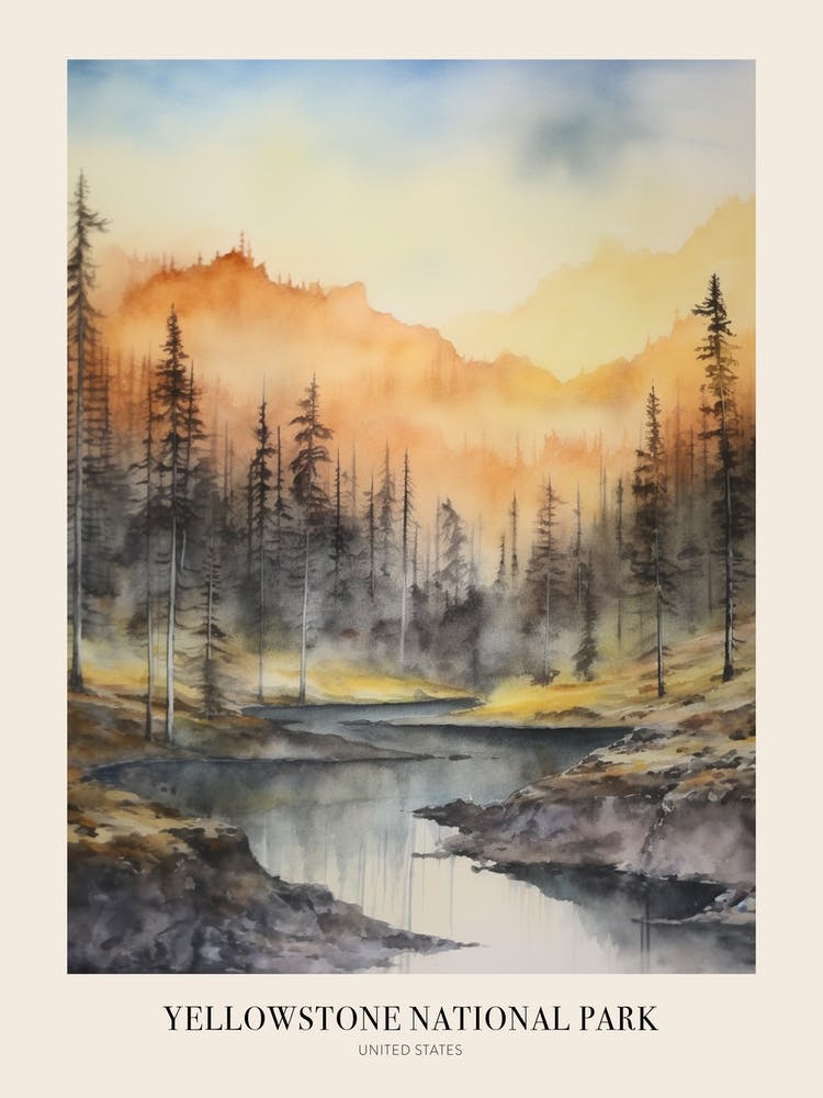 Autumn Forest Landscape Yellowstone National Park 2 Poster