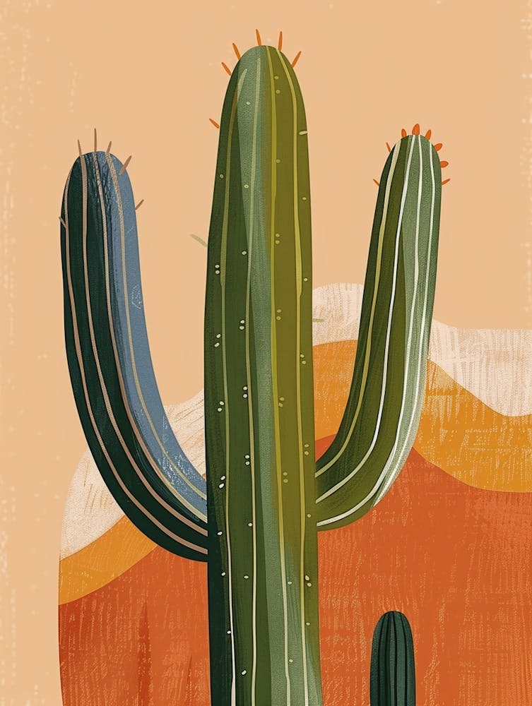 Saguaro Cactus Minimalist Abstract Illustration 4