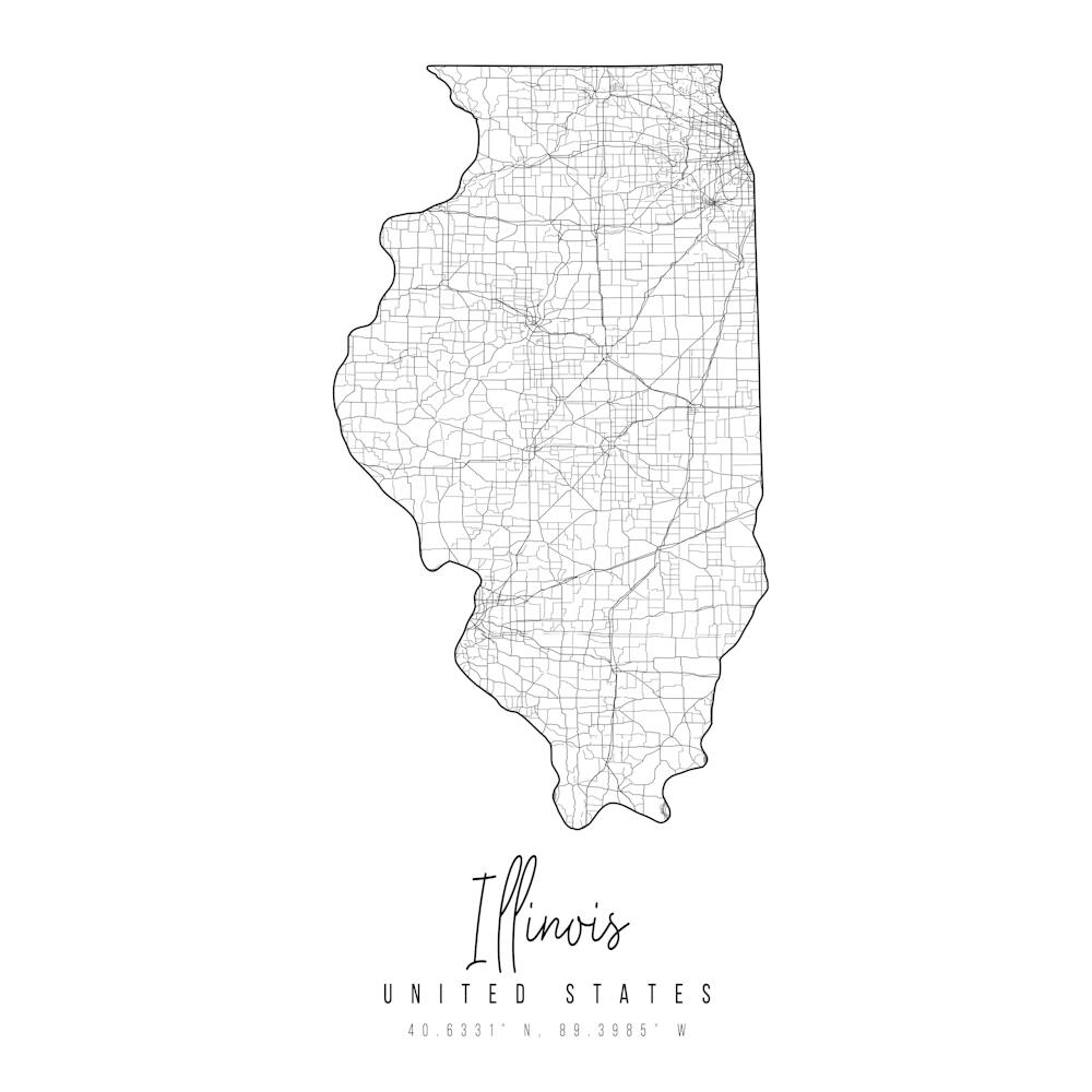 Illinois Minimal Street Map Square
