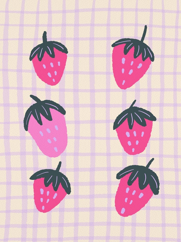 Strawberries Grid Background
