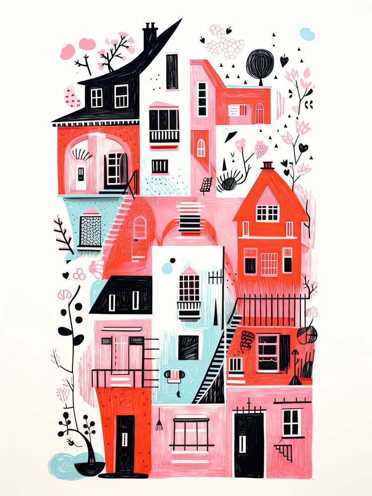 A House In Prague, Abstract Risograph Style 4