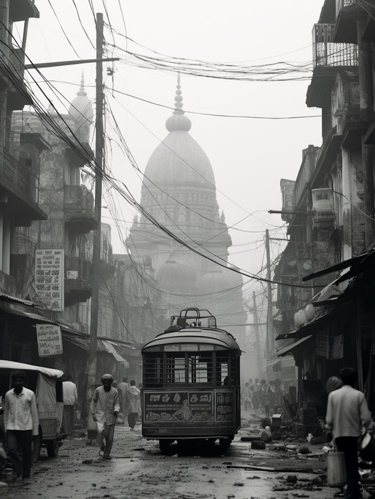 Kolkata, India, Black And White Old Photo 1