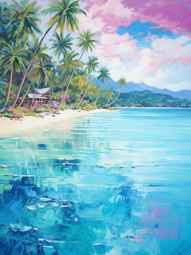 An Oil Painting Of Matira Beach, Bora Bora 4