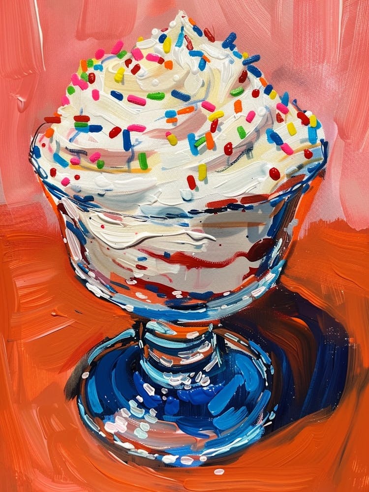 Rainbow Trifle With Sprinkles Mixed Media Painting 1