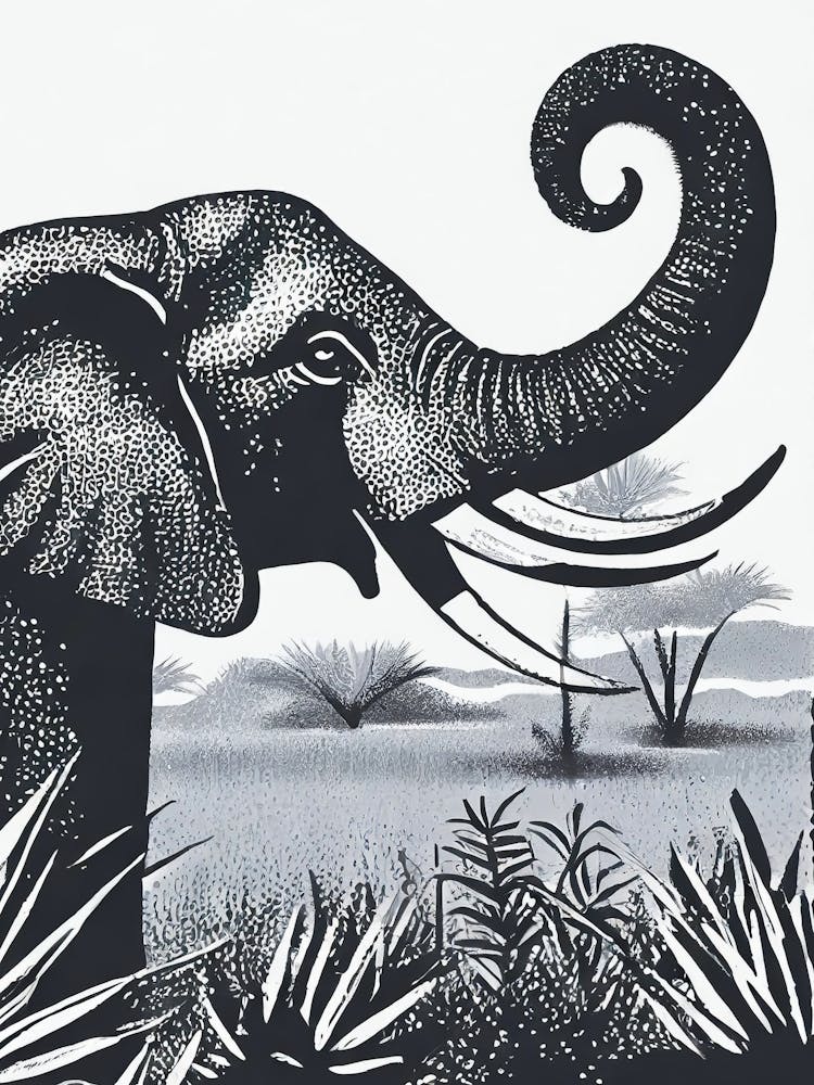 A Mighty Elephant Trumpet Among Savannah Grasses