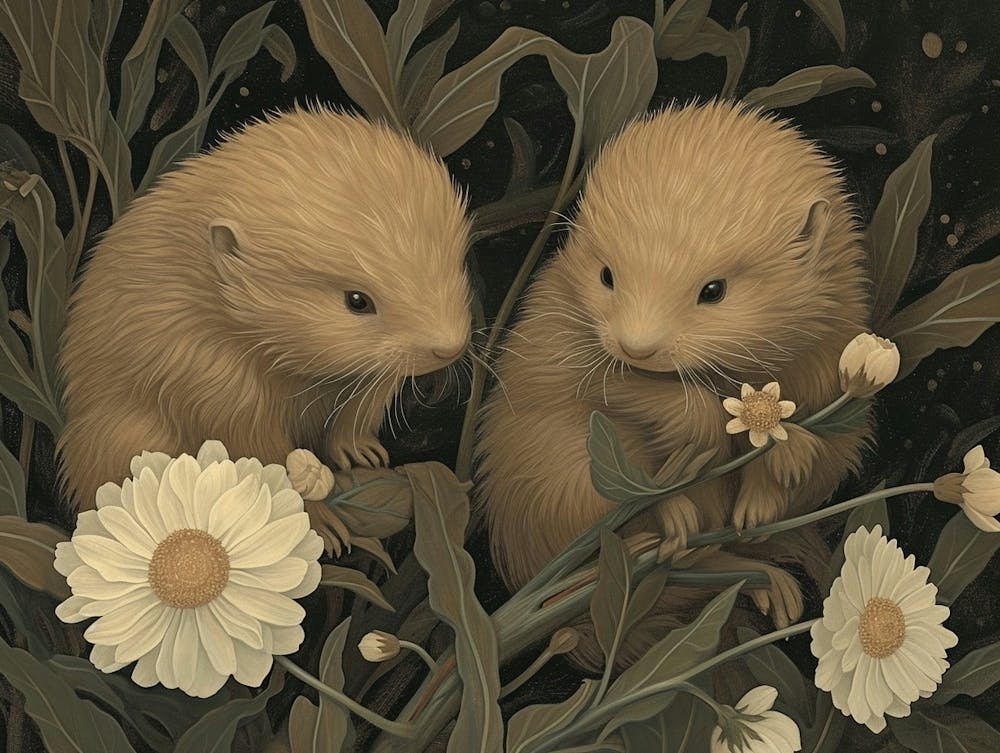 Floral Animal Illustration Porcupine 3