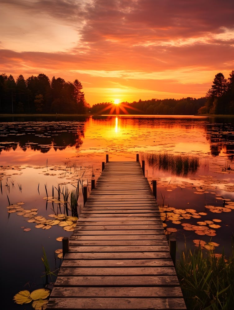 Sunset Over A Lake