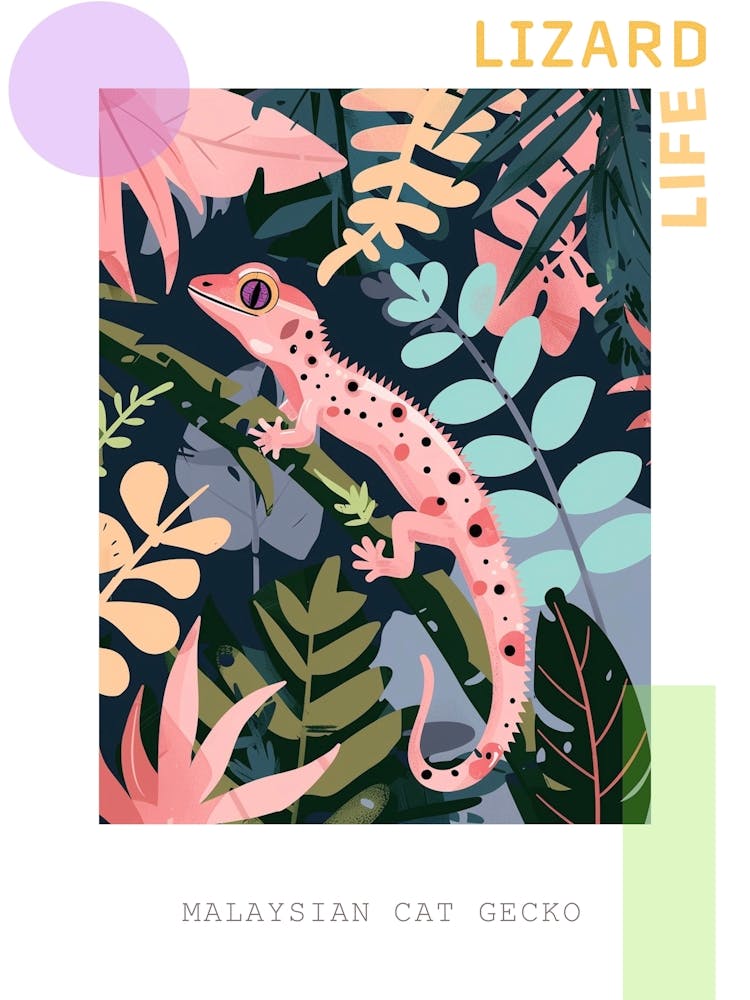 Malaysian Cat Gecko Abstract Modern Illustration 3 Poster