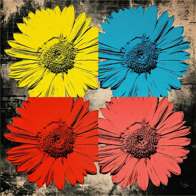 Andy Warhol Style Pop Art Flowers Everlasting Flower 3 Square