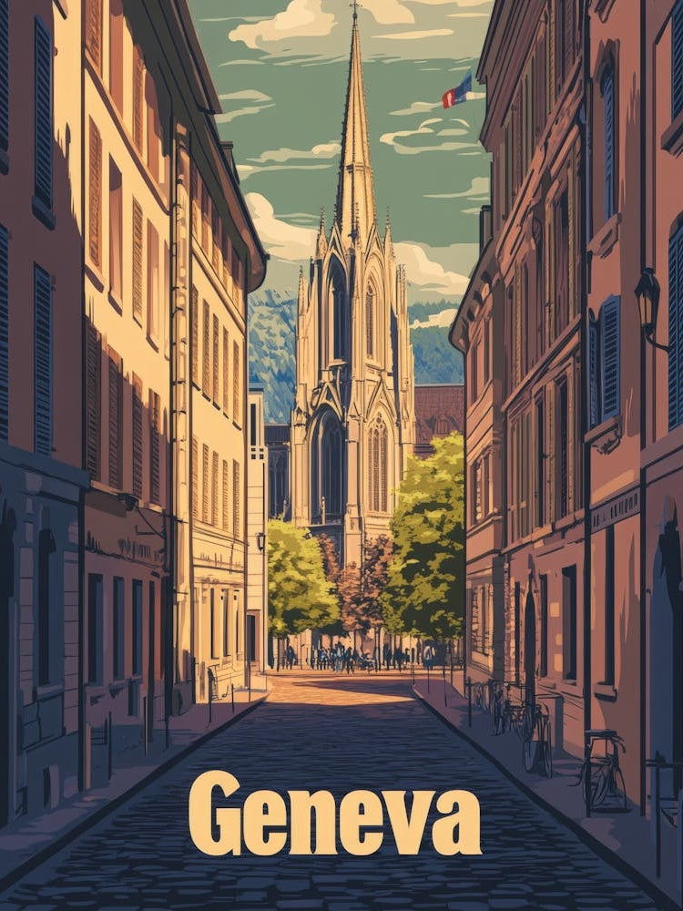 Aihrgdesign A Retro Travel Poster For Geneva 2