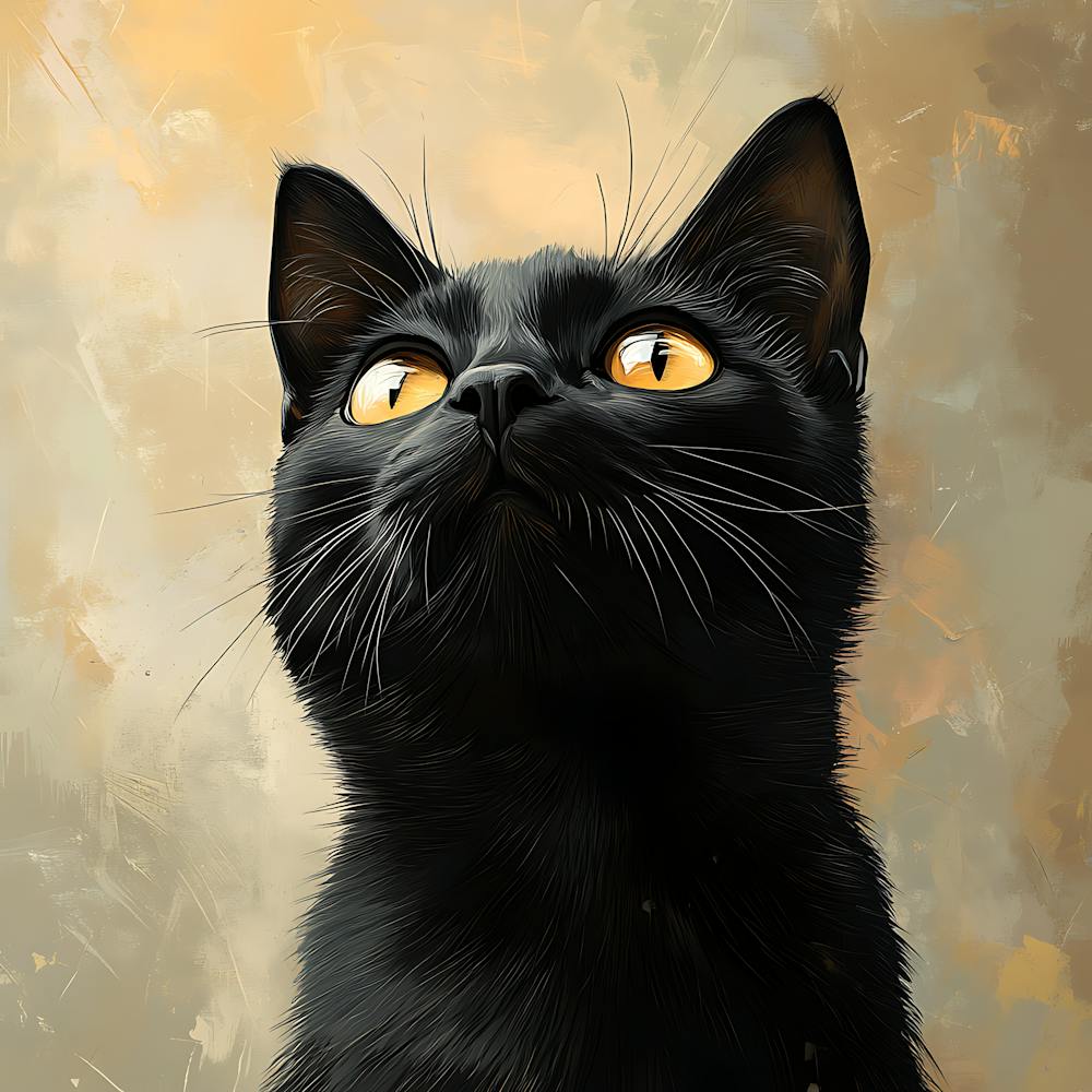 Black Cat Serene Oil Painting 13