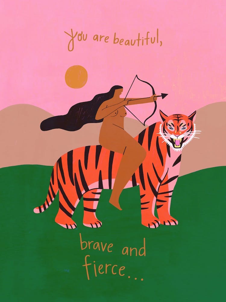 Beautiful, Brave & Fierce Pink & Green