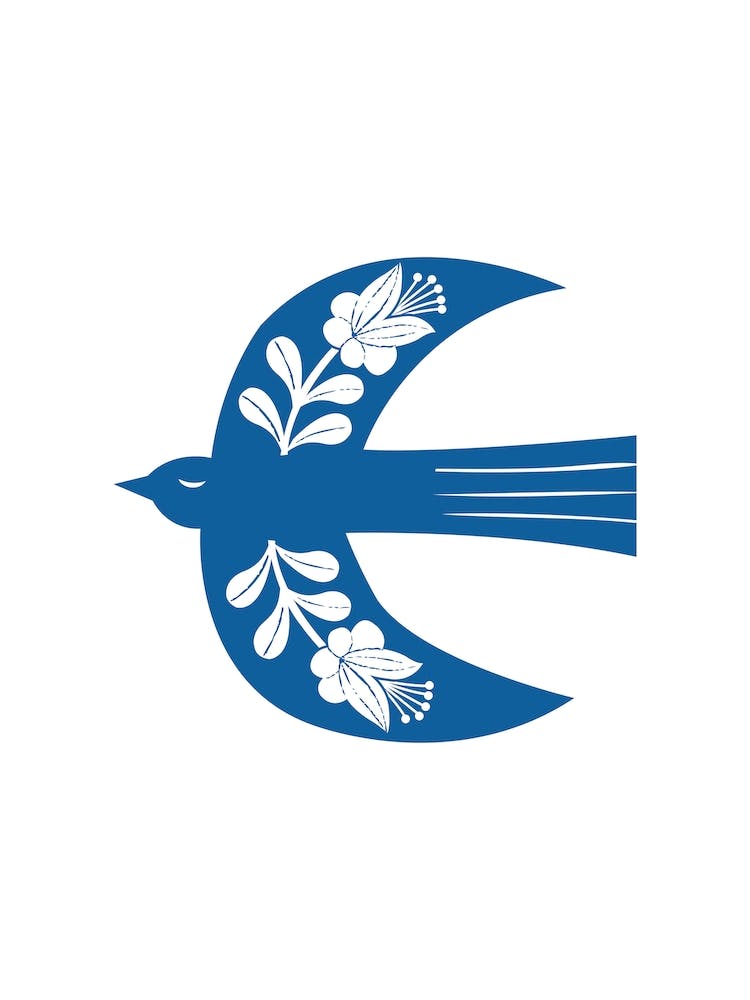 Large Folk Bird Blue