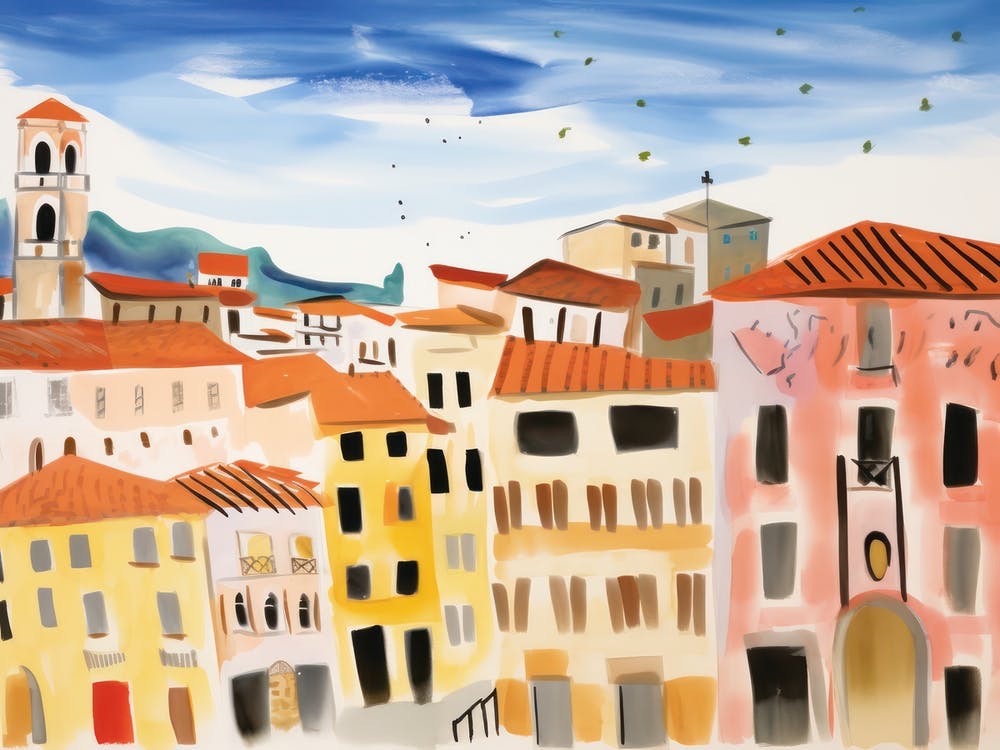 Piacenza Italy Cute Watercolour Illustration 2