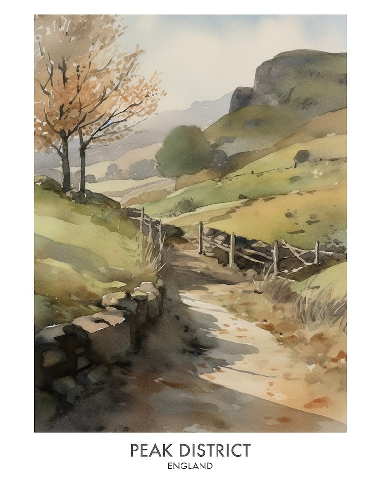 Peak District 8 Watercolour Travel Poster