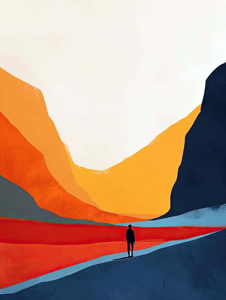 Man Walking In The Desert, Minimalism, Boho