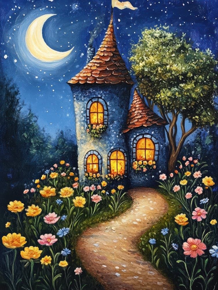 Fairytale House At Night