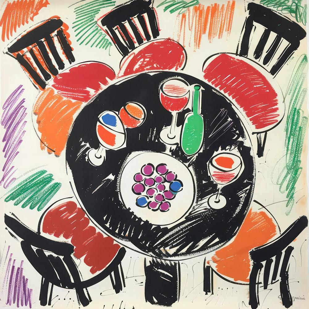 Wein mit Freunden Matisse-Stil 2