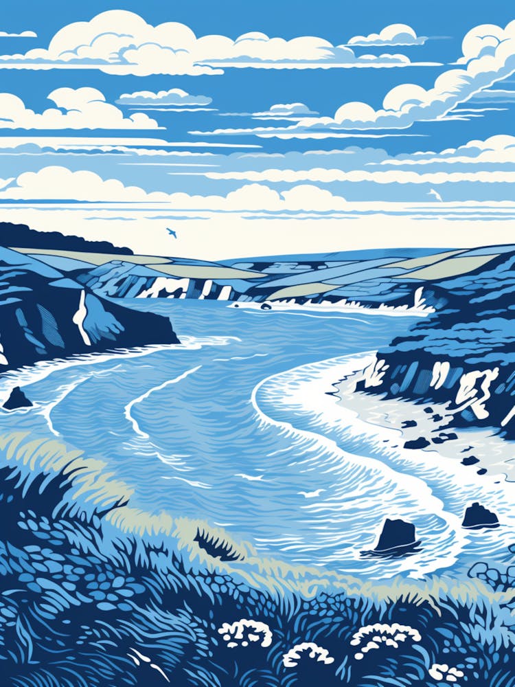 A Screen Print Of Lulworth Cove Beach Dorset 4