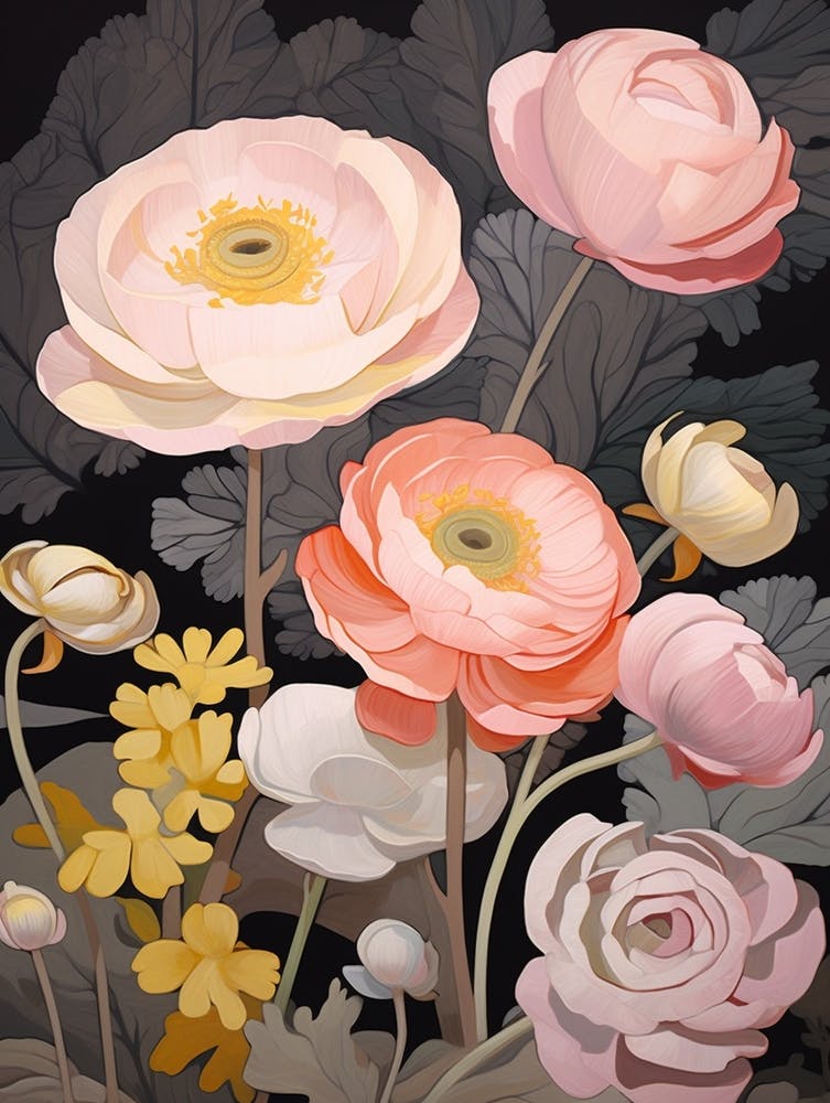 Ranunculus 2 Flower Painting