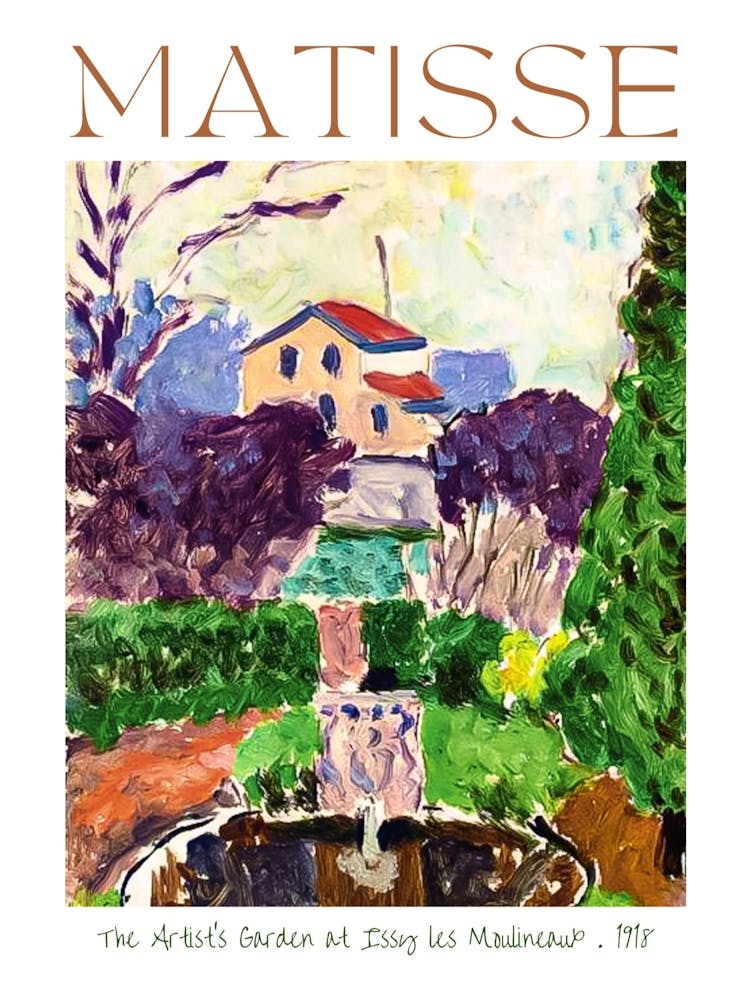 Henri Matisse The Artist's Garden at Issy les Moulineaux 1918 in HD Art Poster Print for Feature Wall Decor - Fully Remastered High Definition