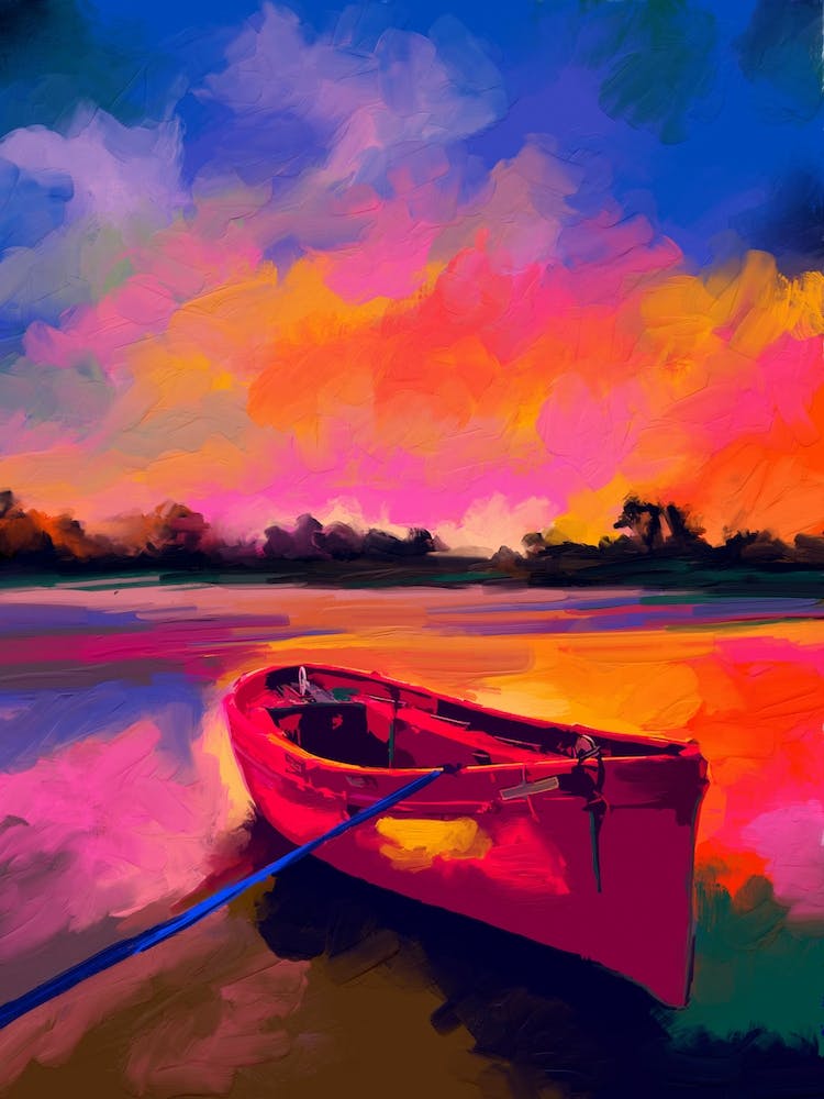 Boat Colorful Knife Painting