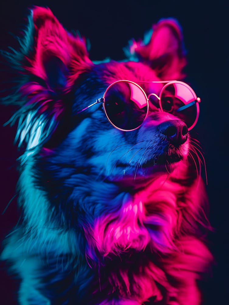 Beautiful Dog Under Neon Lights 6