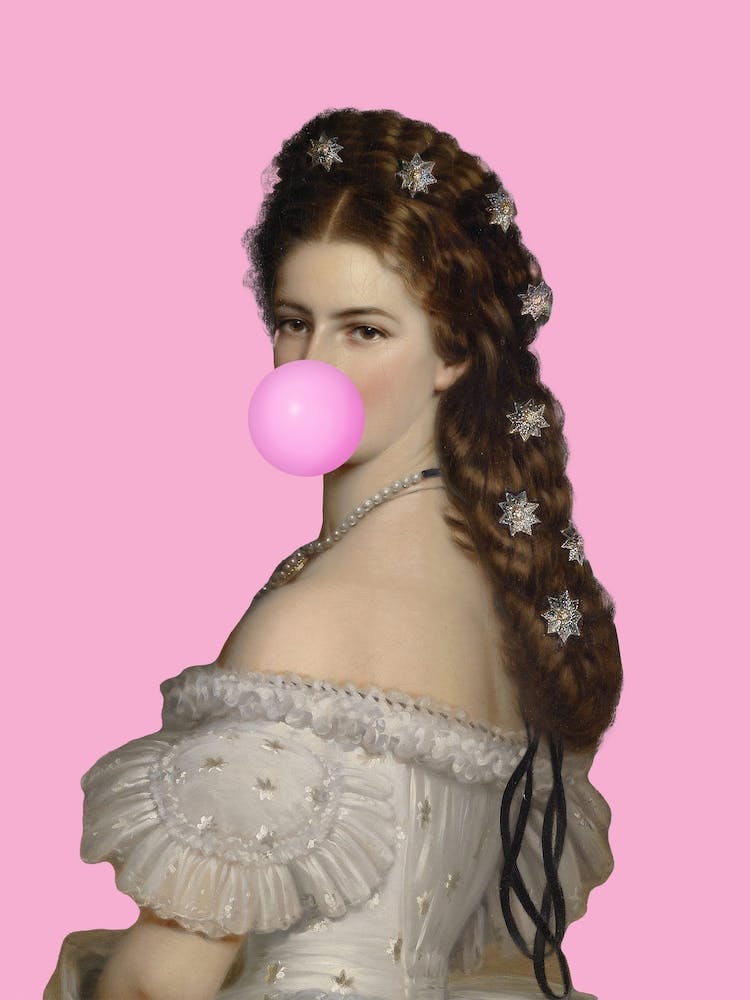 Lady Blowing A Bubble