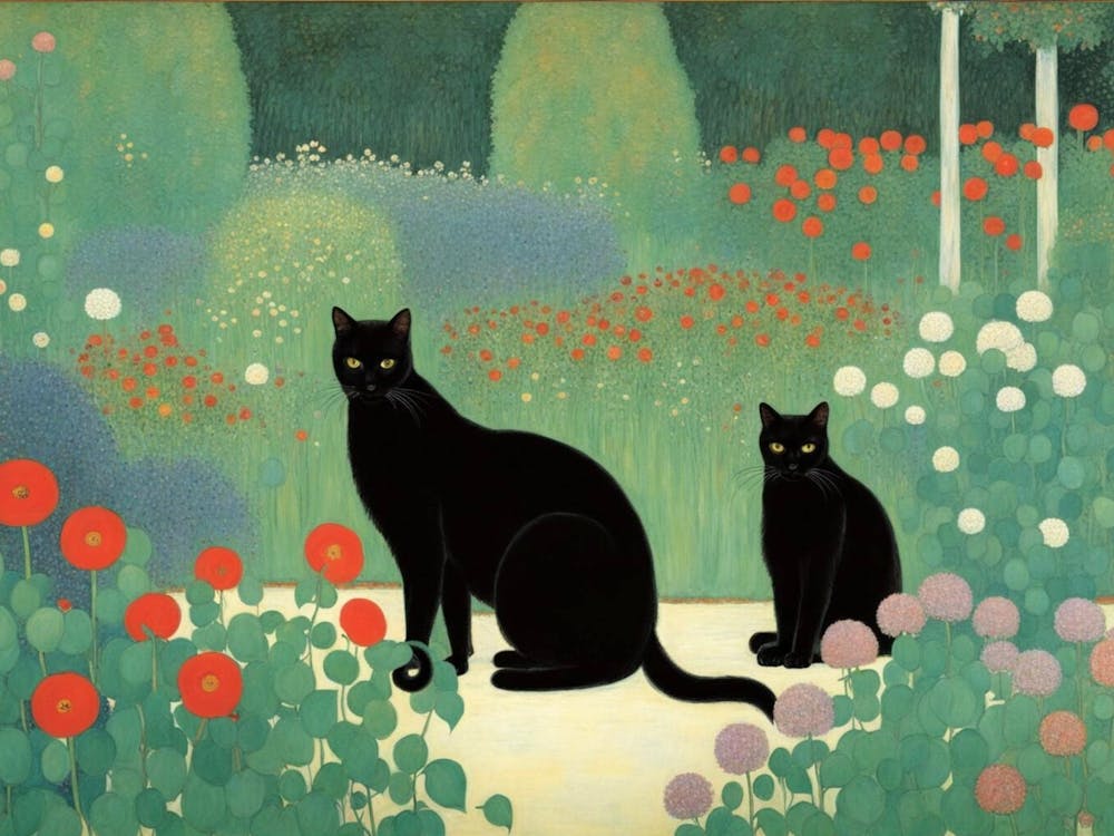 Cats In The Garden 1