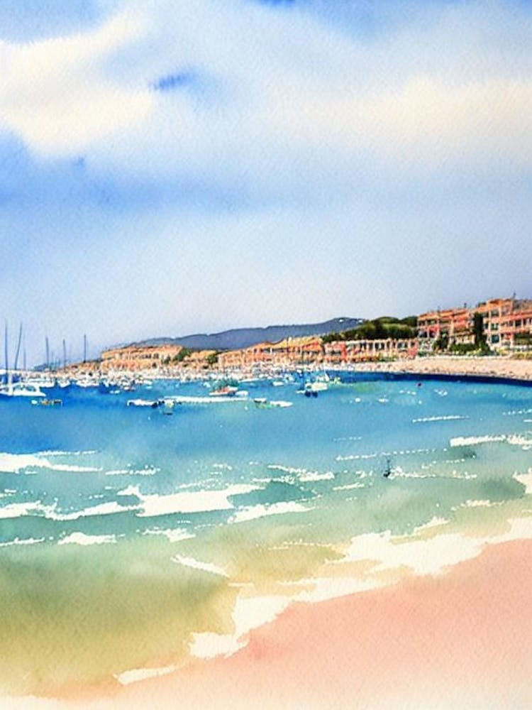 Plage Des Graniers 2, Saint Tropez, France Watercolour