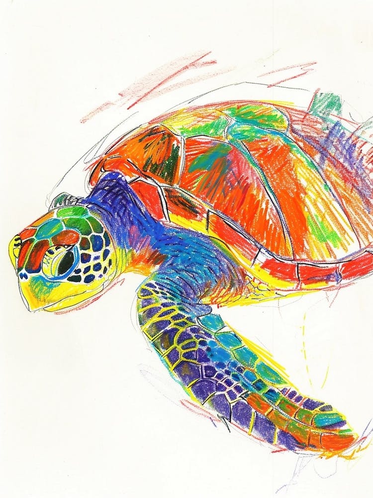 Rainbow Turtle Scribble Crayon Drawing 6