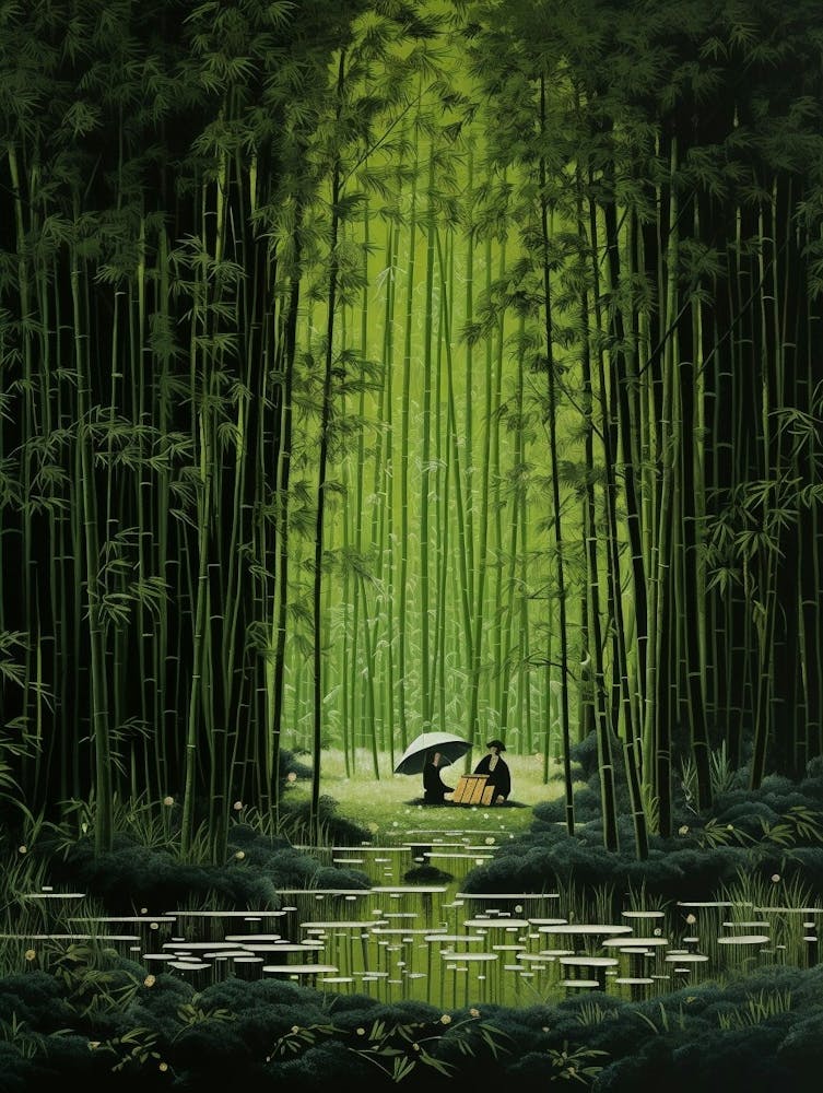 Bamboo Forest Japanese Illustration 2