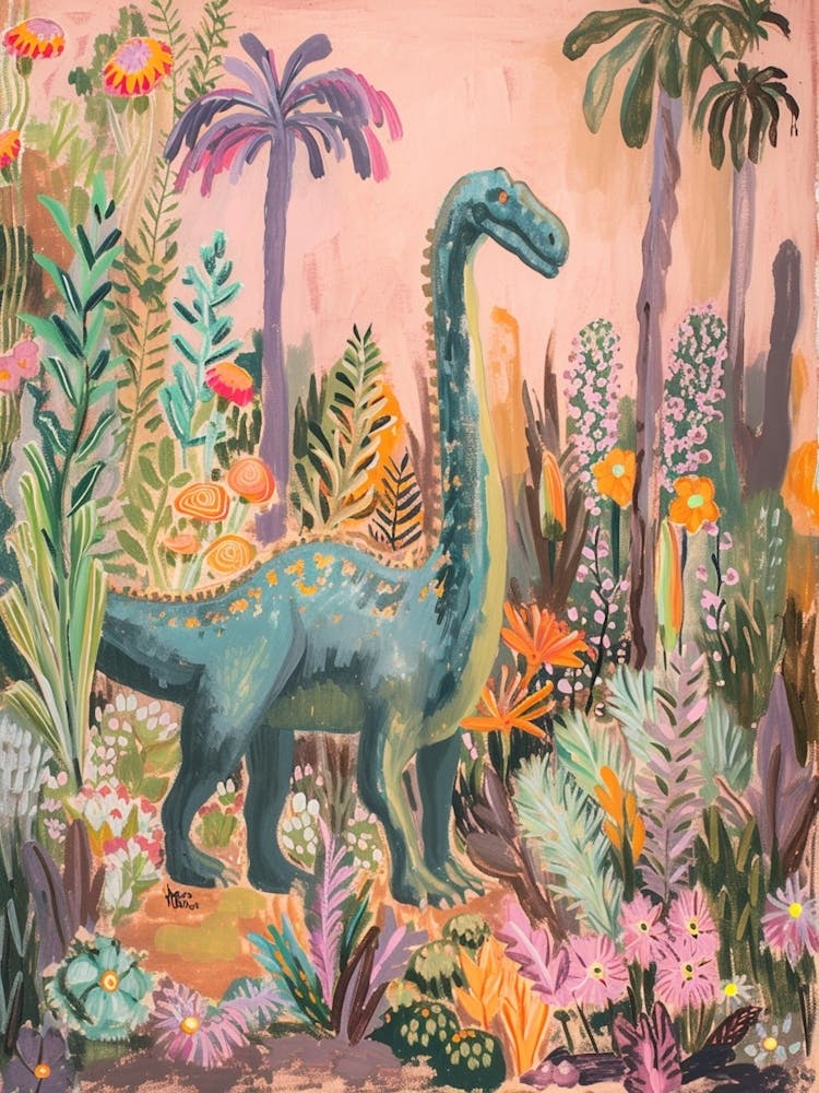 Dinosaur In The Floral Garden 2