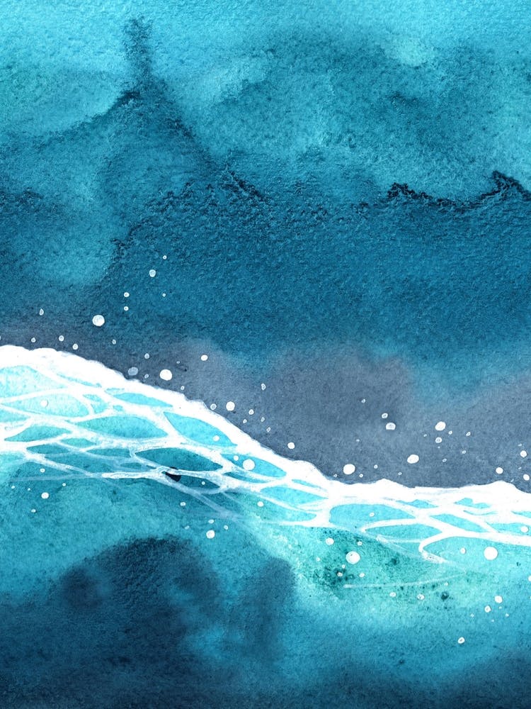 Watercolor Of Ocean Waves