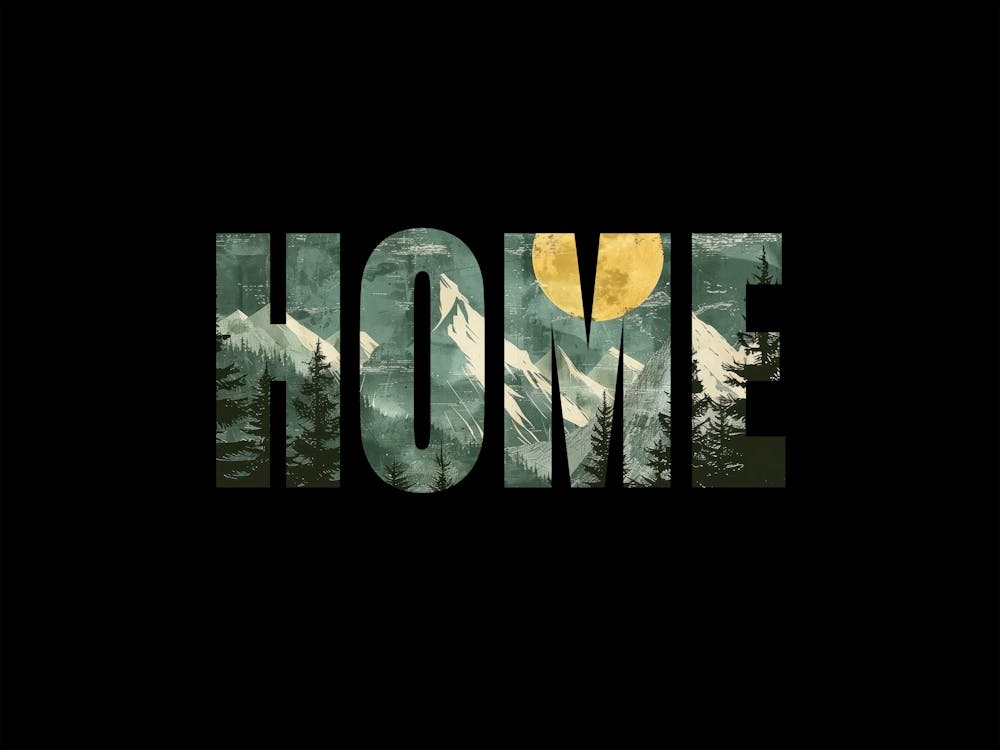 Home Poster Landscape Retro Illustration 2