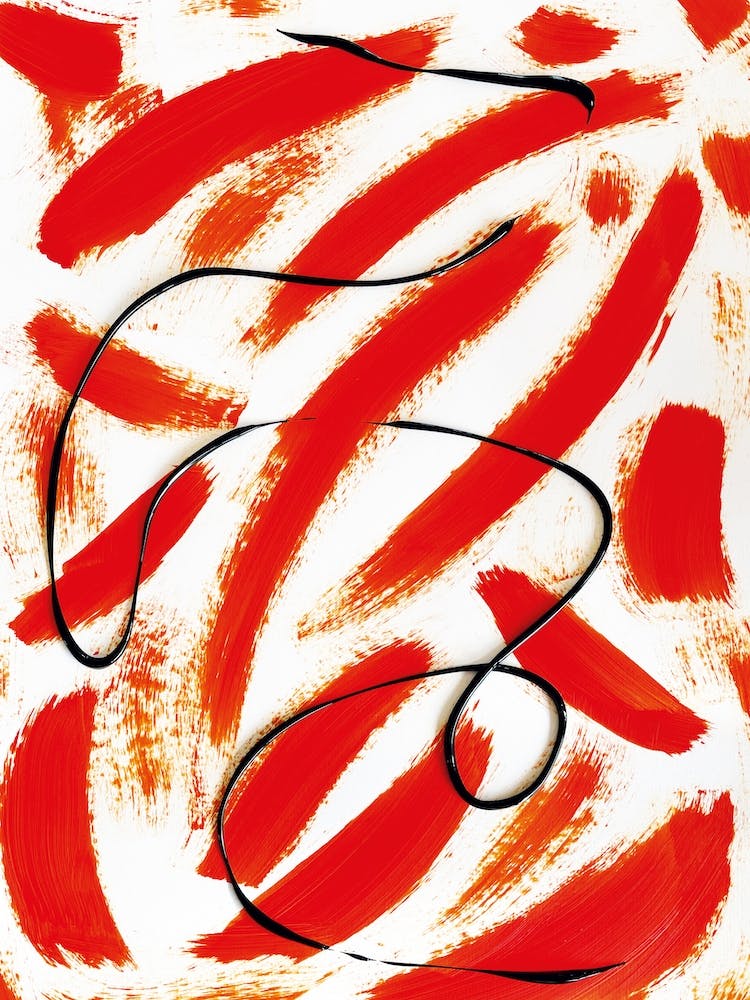 Flow Black And Orange Textured Abstract