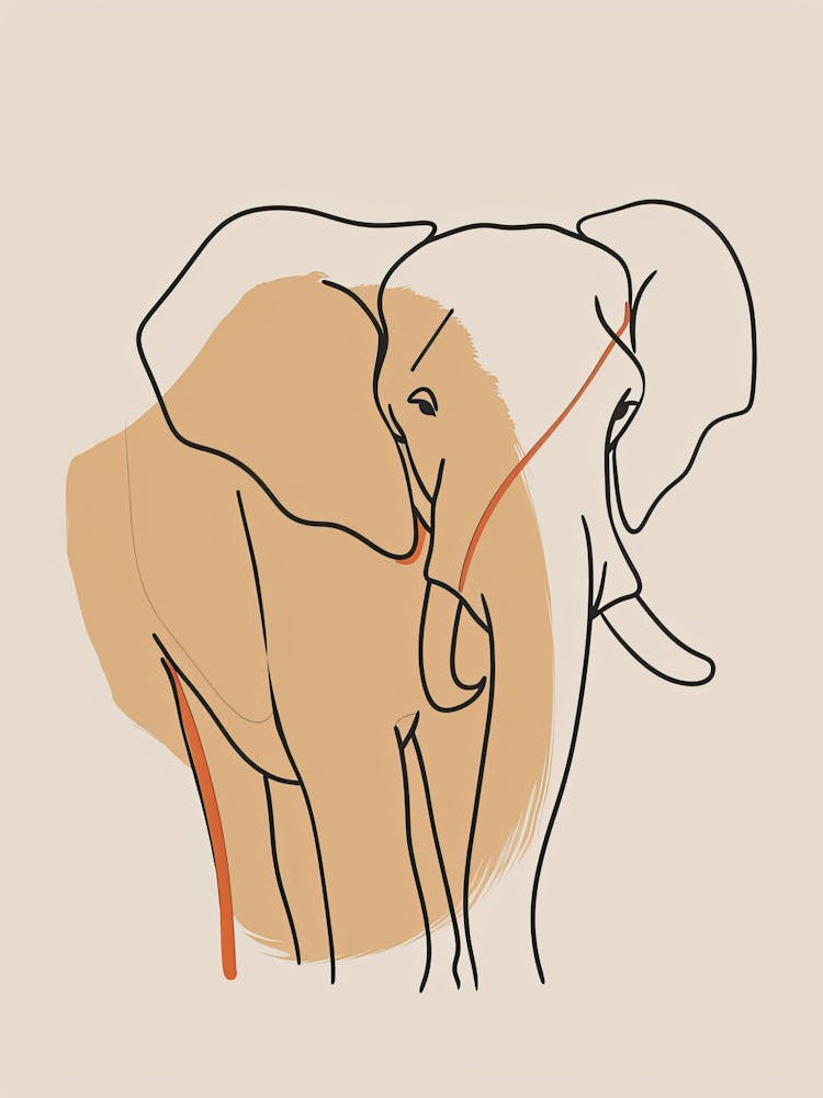 Elephant - Boho, Line Art 11
