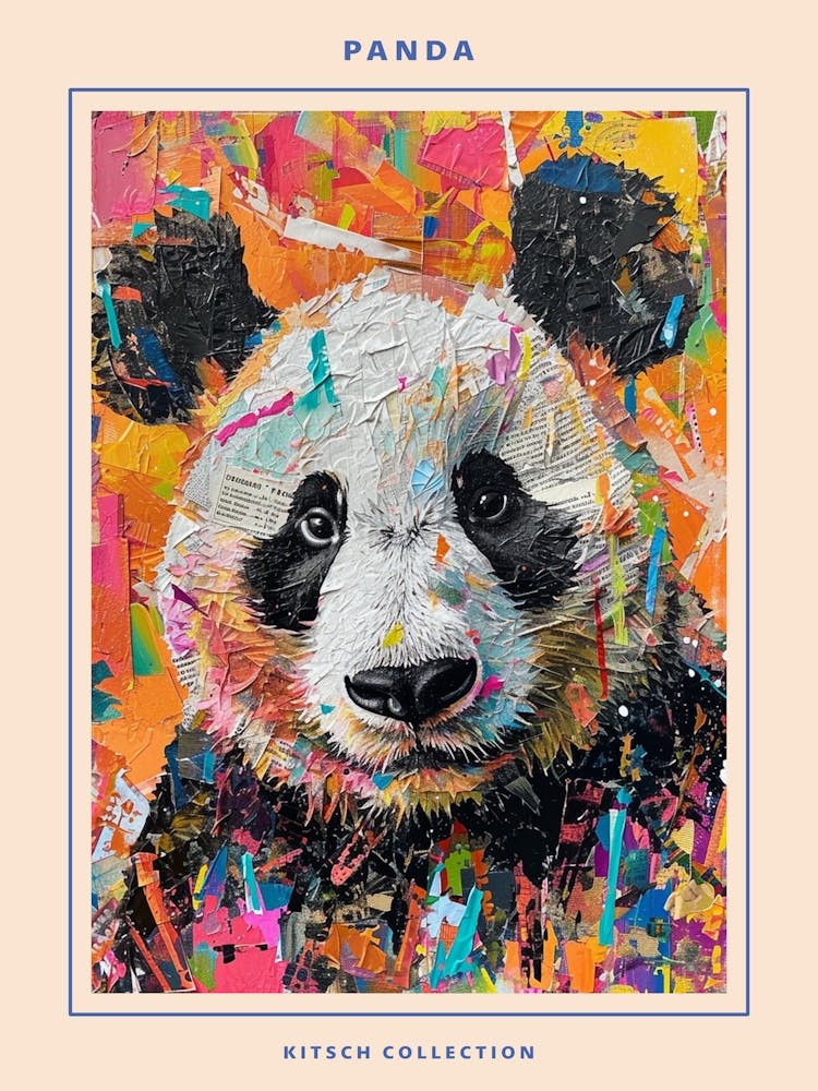 Kitsch Panda Collage 2 Poster