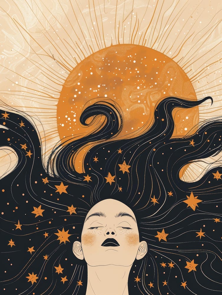 Nuit étoilée d'une femme