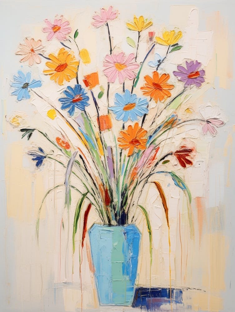 Flower Painting Fauvist Style Flax Flower 3