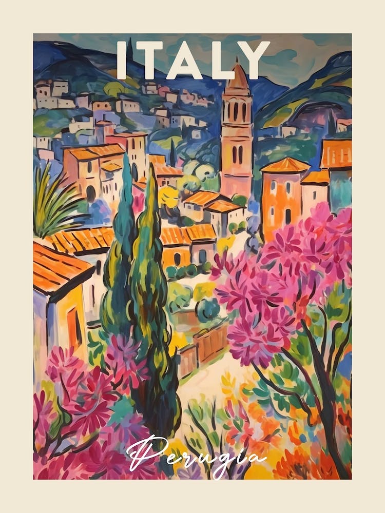Perugia Italy 1 Fauvist Painting Travel Poster